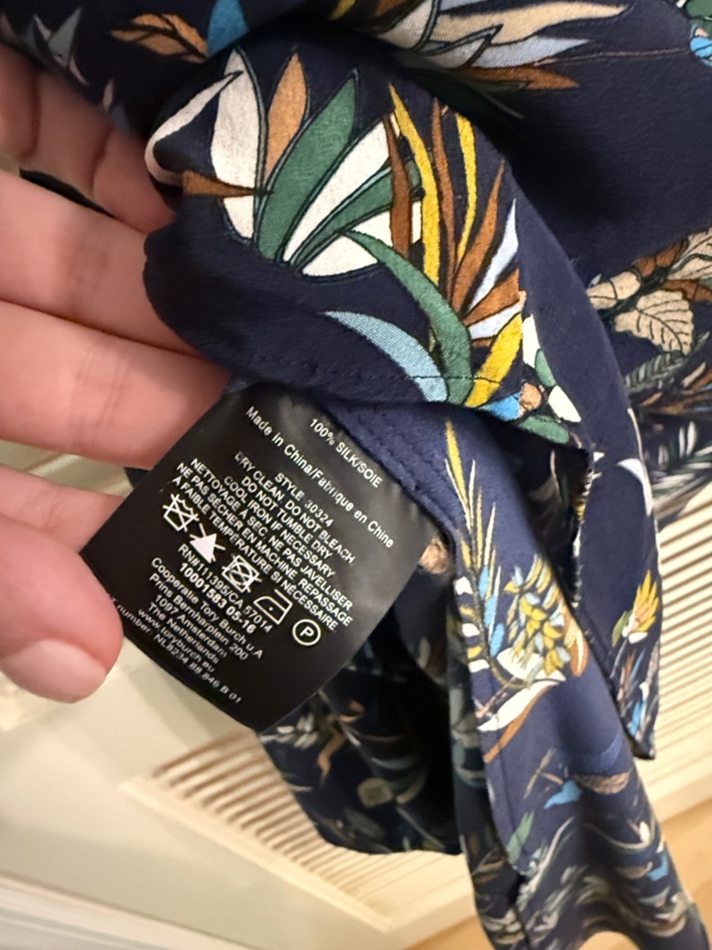 Tory Burch Ryan Fit and Flare Crepe Silk Dress Royal Navy Envisage Size 8 - Picture 7 of 7